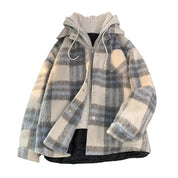 Veste Pilou Pilou gris bleu à carreaux femme