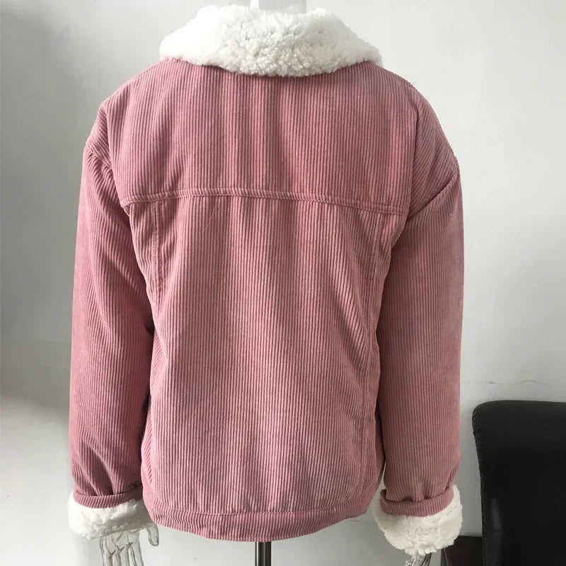 Veste femme velours côtelé douce et chaude mi-saison