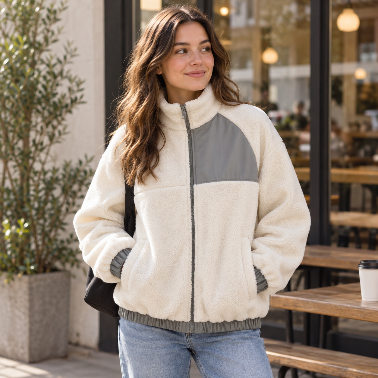Veste pilou pilou bi matière femme 
