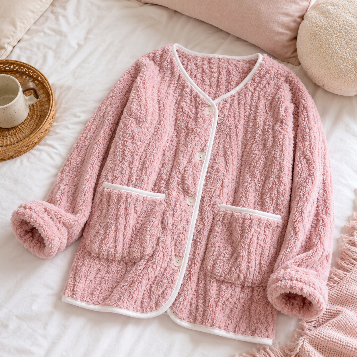 Veste pilou pilou femme rose chaude et confortable