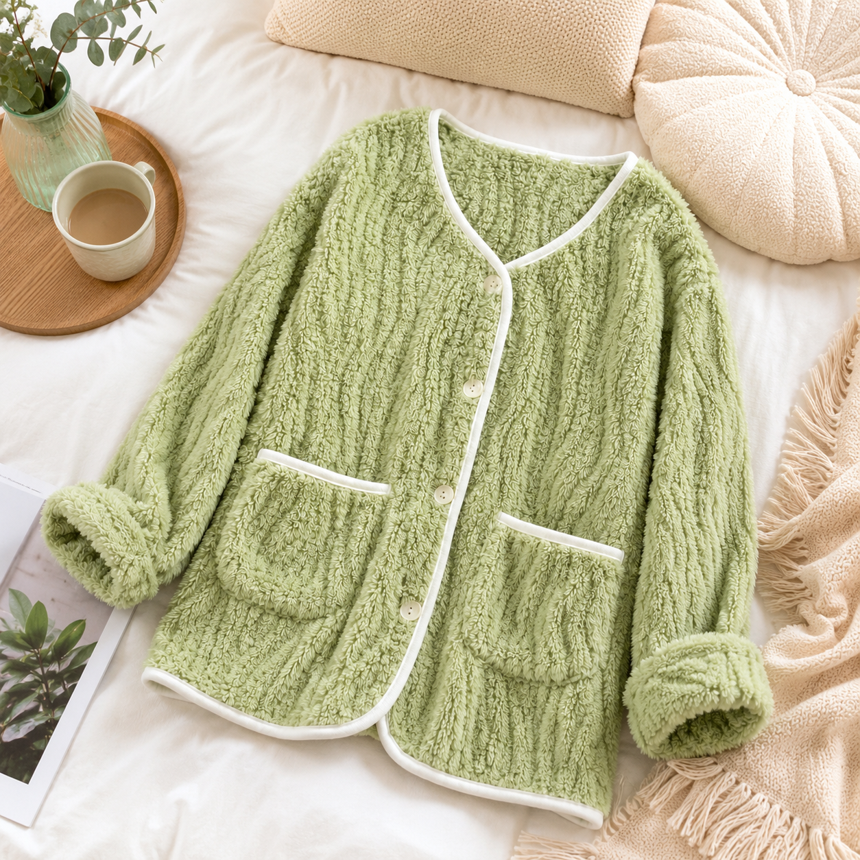 Veste pilou pilou femme verte chaude et confortable