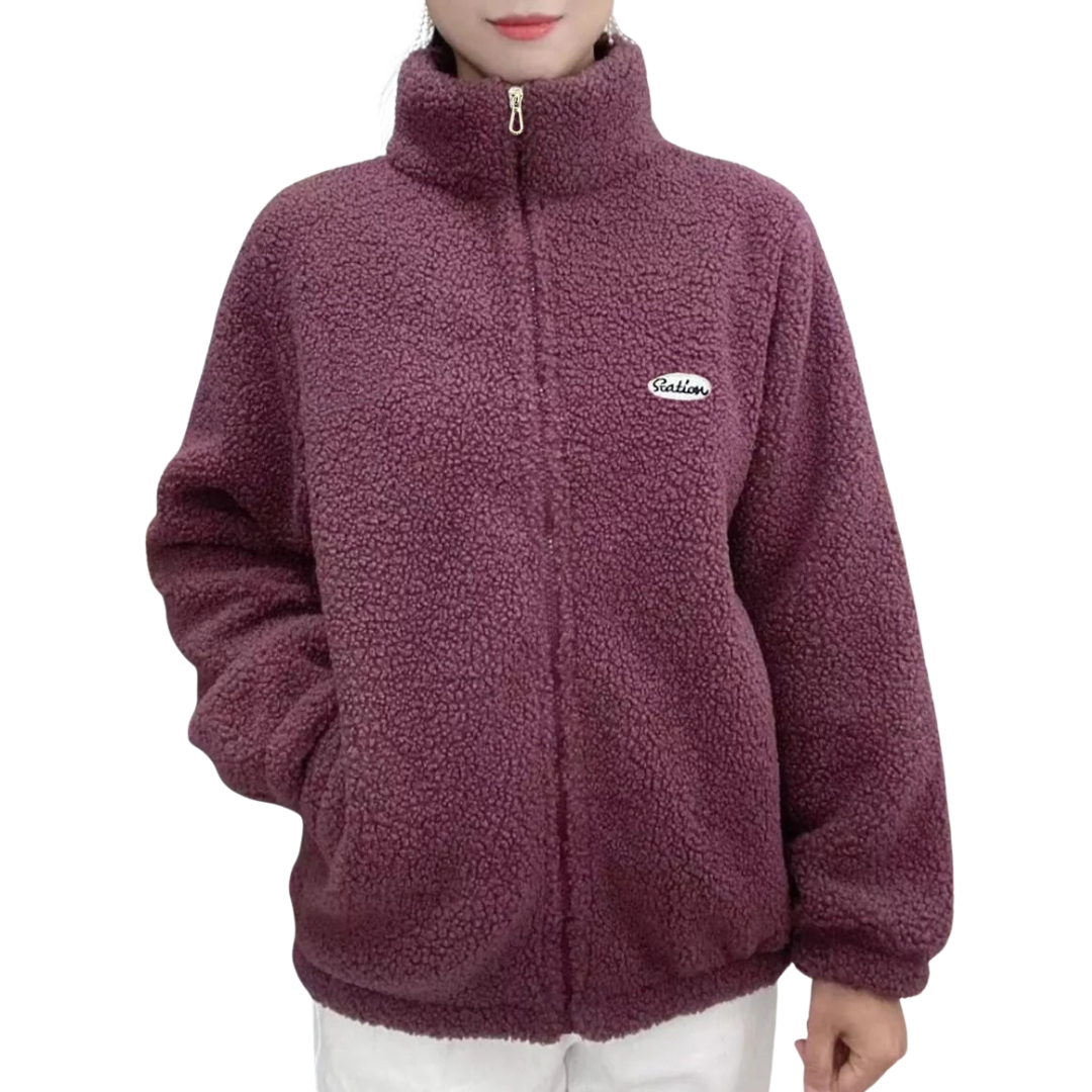 Veste polaire mauve pilou pilou chaude femme 