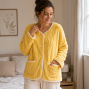Veste polaire pyjama femme jaune ultra douce