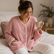 Veste pyjama femme rose en pilou pilou