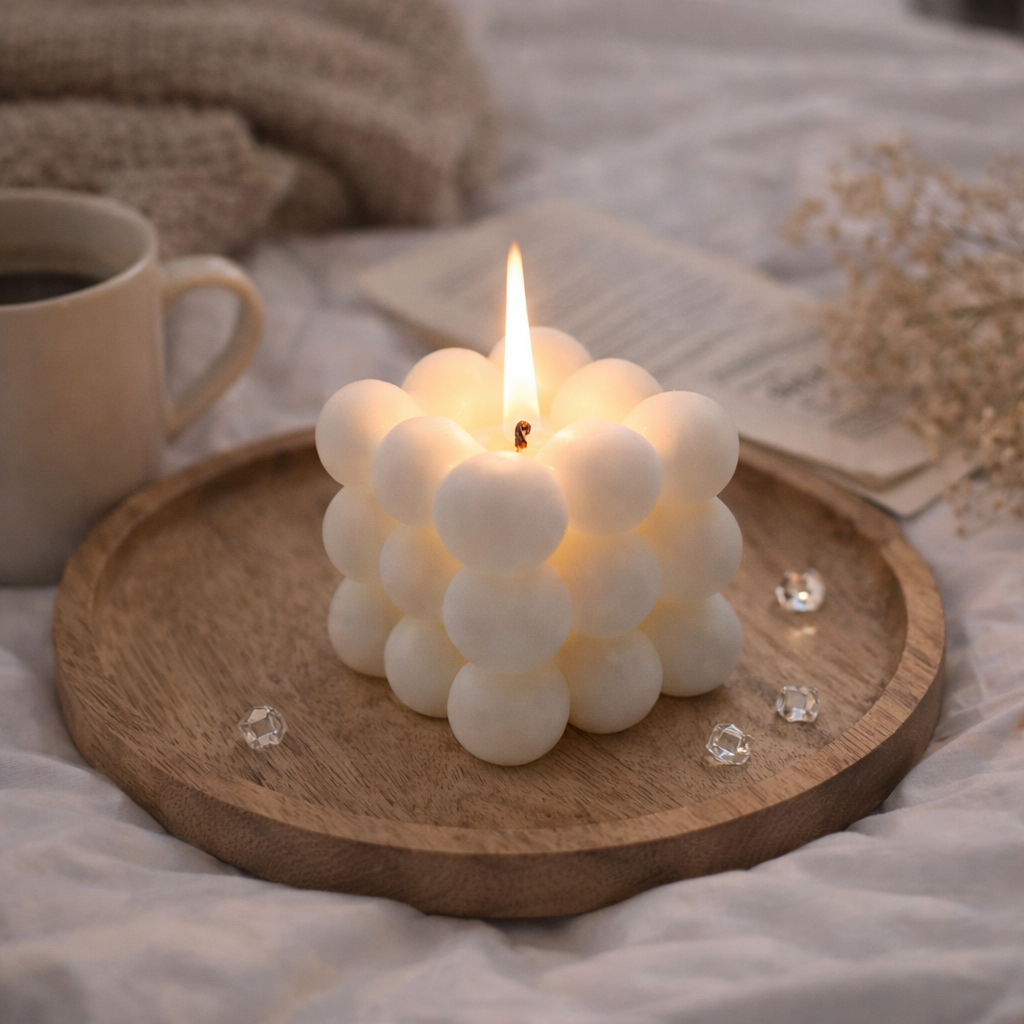 bougie aromathérapie cube parfumée décorative