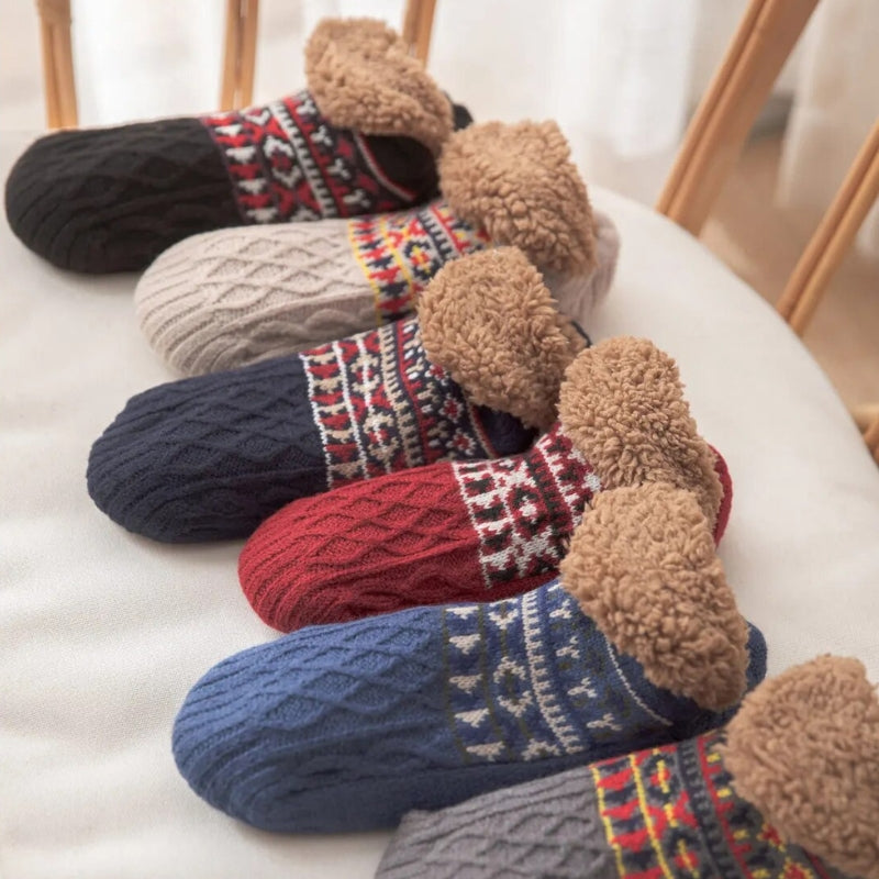 Chaussettes beiges antidérapantes de maison pour homme en Pilou Pilou