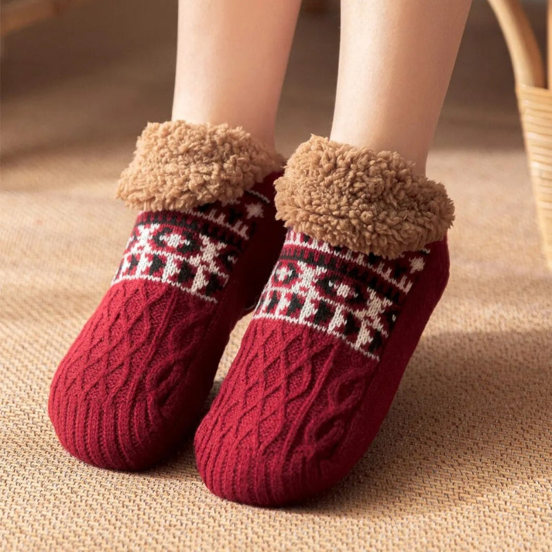 Chaussettes chaussons rouge bordeaux pour homme en matière Pilou Pilou