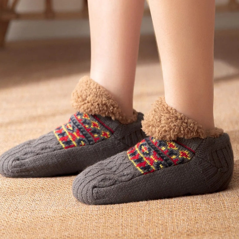 Chaussettes chaussons antidérapantes grises pour homme en Pilou Pilou