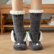 Chaussettes grises hautes style lapin en matière Pilou Pilou
