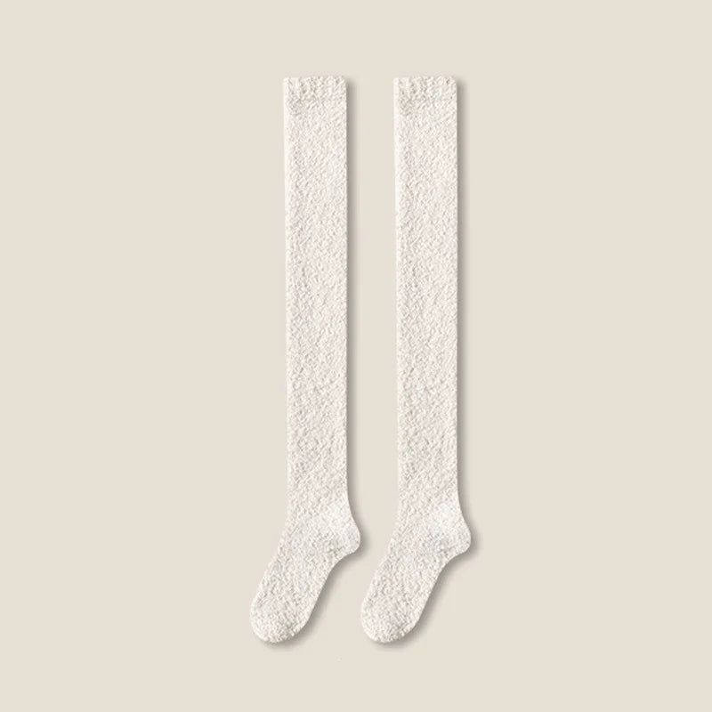 chaussettes hautes molletonnée blanches