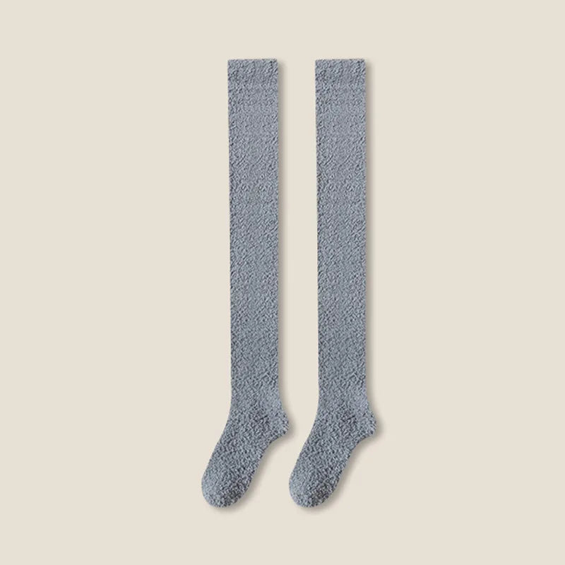 chaussettes hautes molletonnées grises