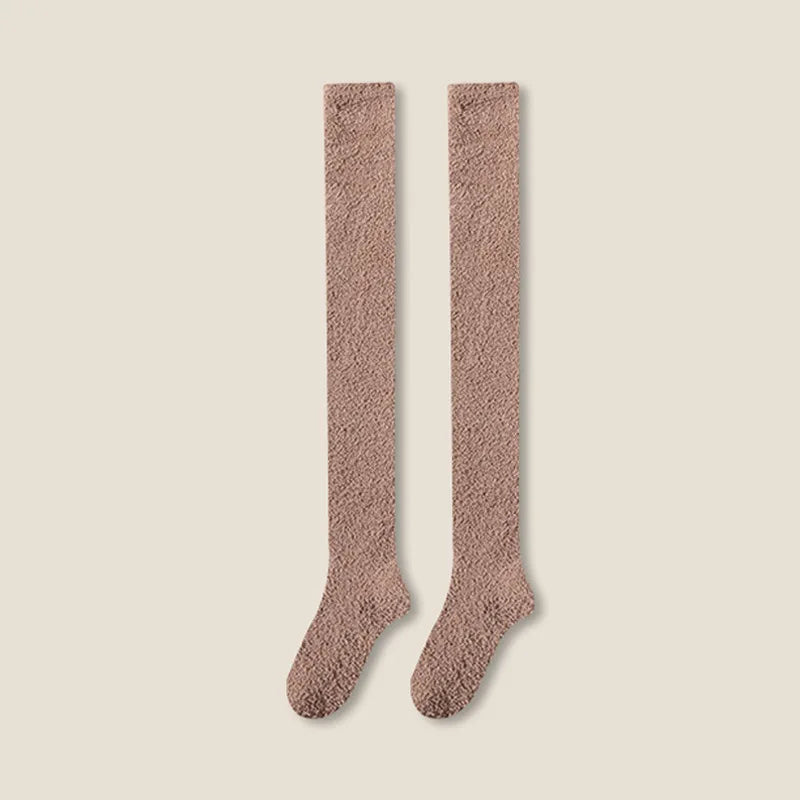 chaussettes hautes molletonnées marron