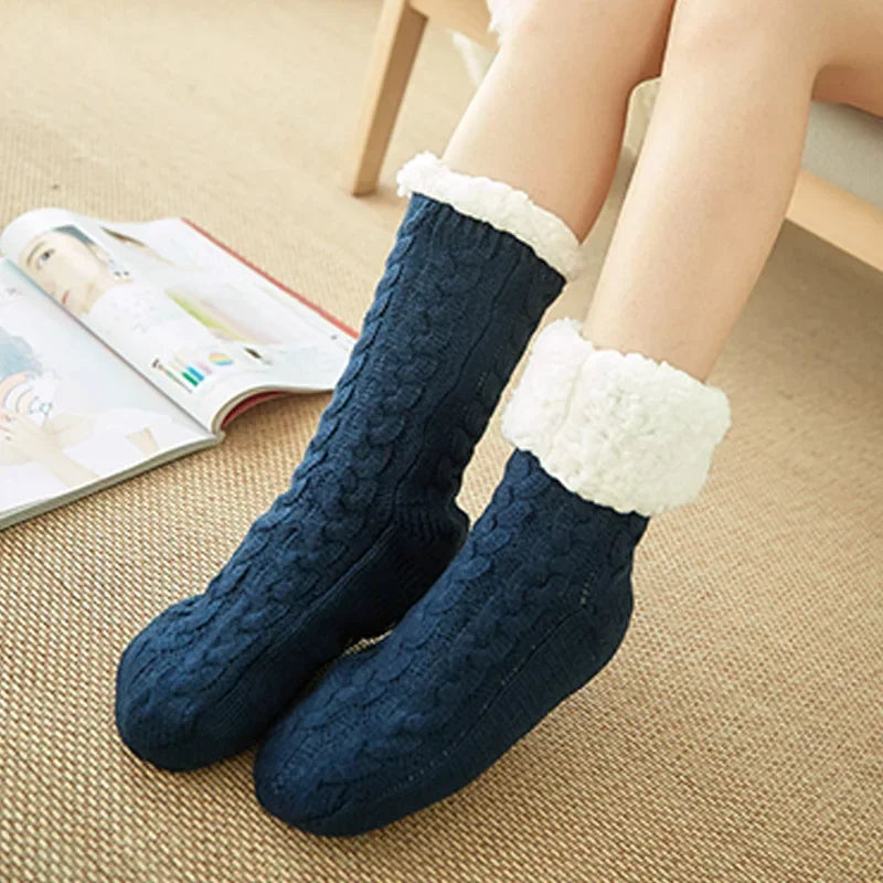 chaussettes pilou cocon de chaleur bleu marine