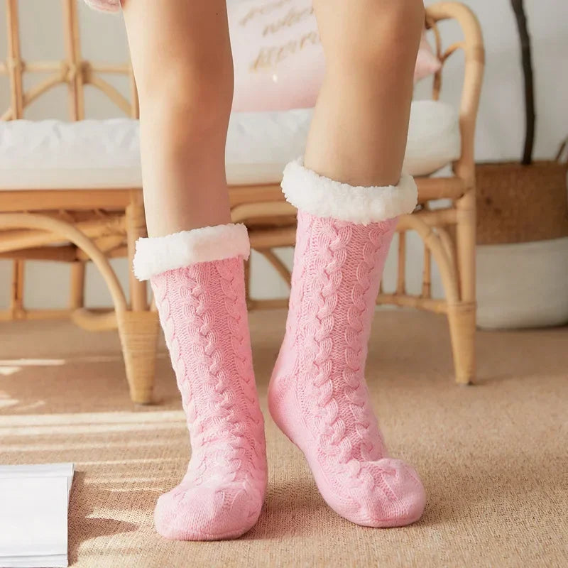 chaussettes pilou cocon de chaleur rose