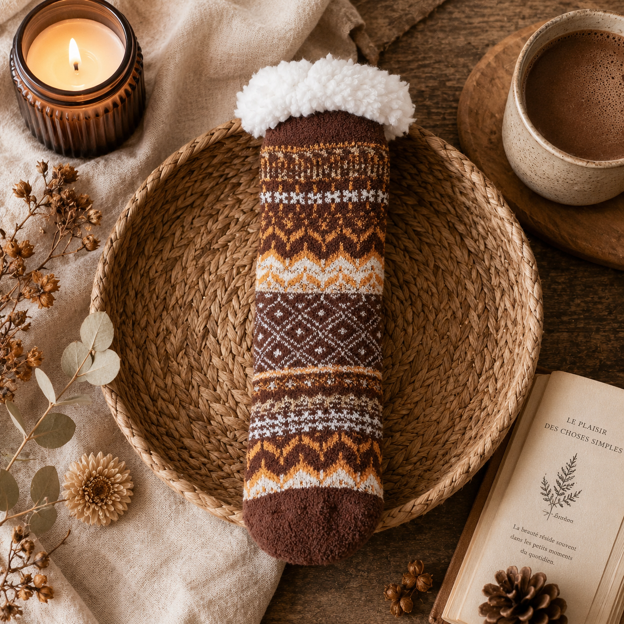 chaussettes pilou pilou nordiques marron