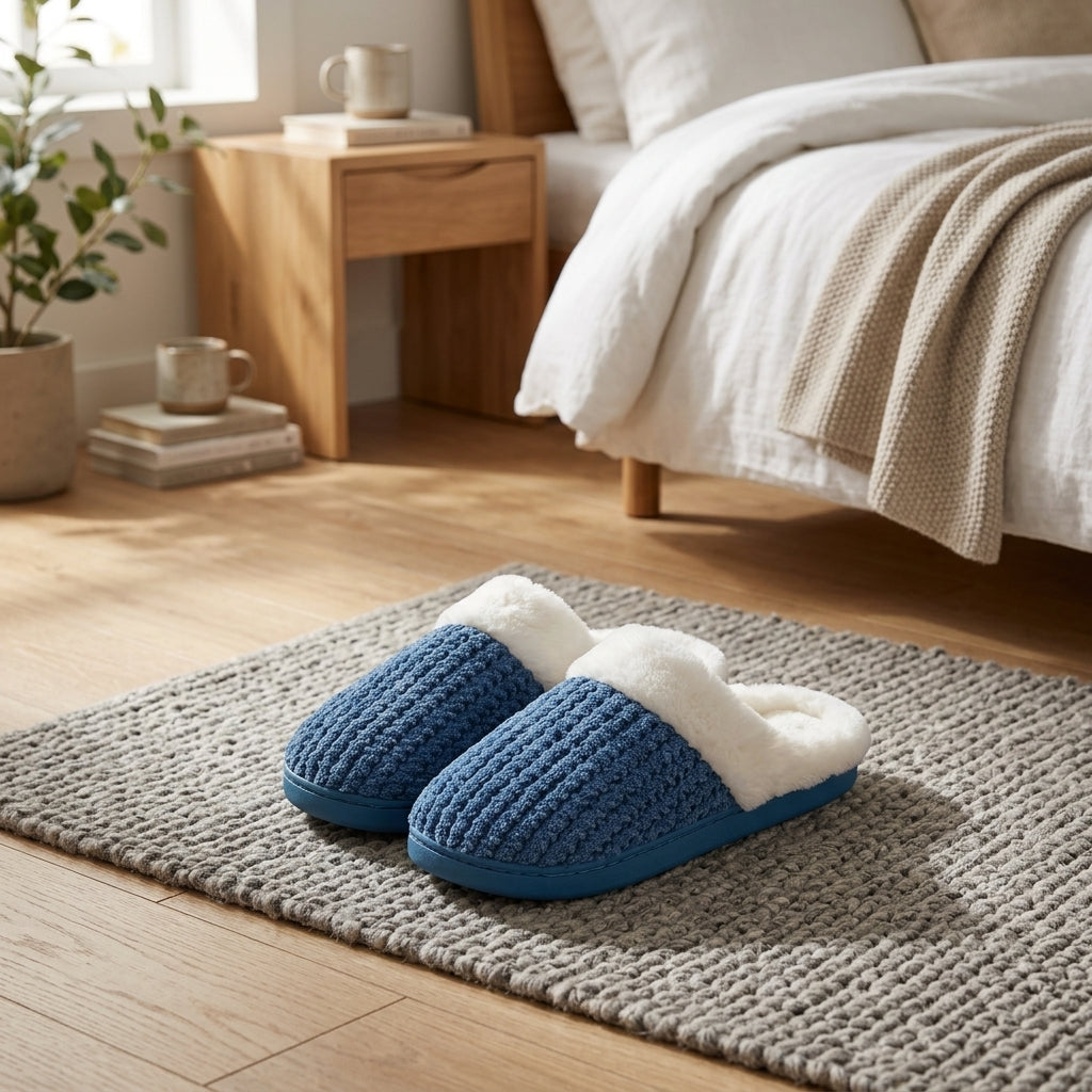 chausson pilou pilou homme bleu intérieur