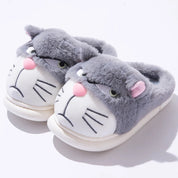 chaussons chat en peluche chaude