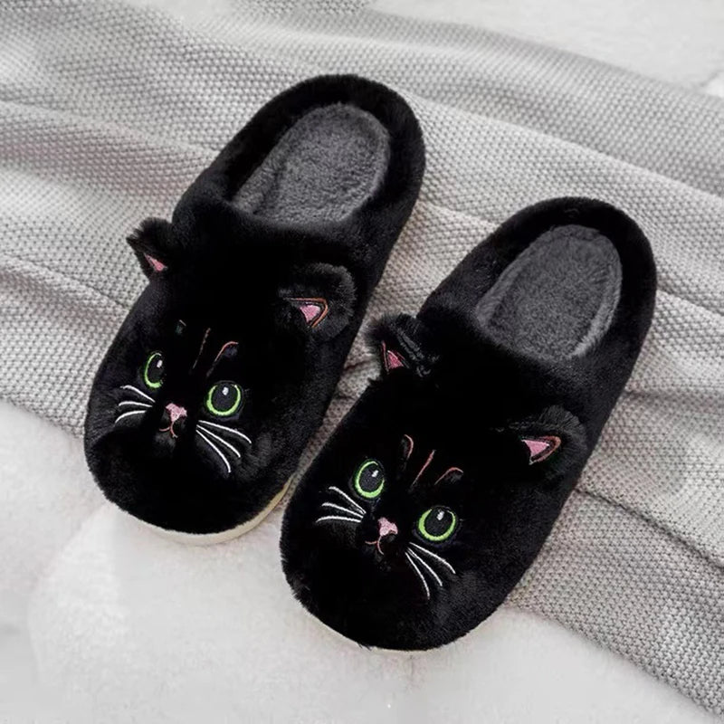 chaussons chat tout doux noir