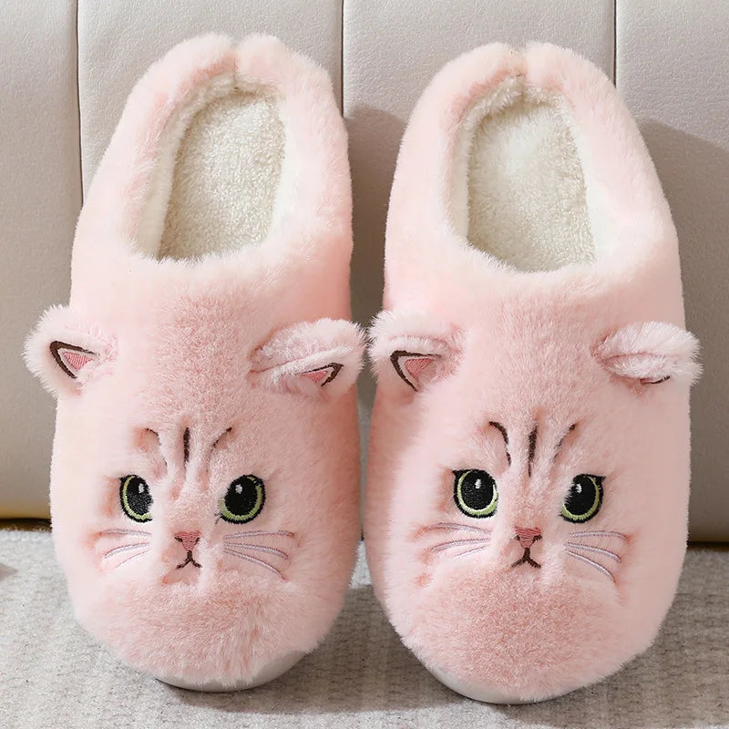 chaussons chat tout doux rose