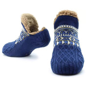 chaussons chaussettes chalet cocooning bleu