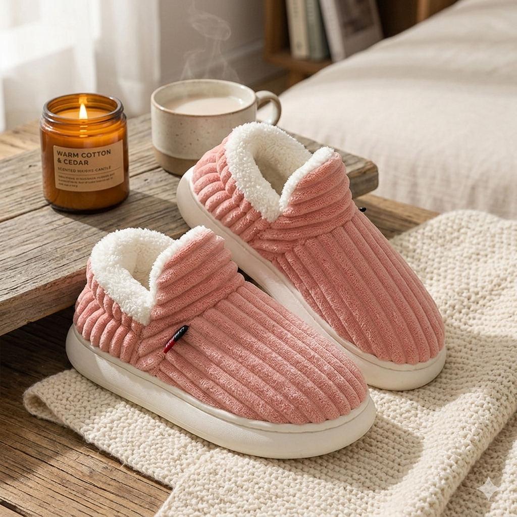 chaussons femme hiver chauds et confortables