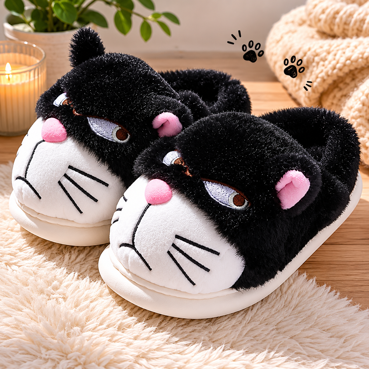 chaussons pilou pilou chat mignon