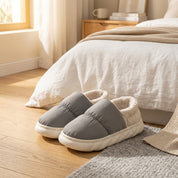 chaussons pilou pilou cocooning gris et blanc homme