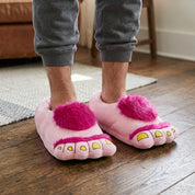 chaussons pilou pilou forme de pieds pour homme rose