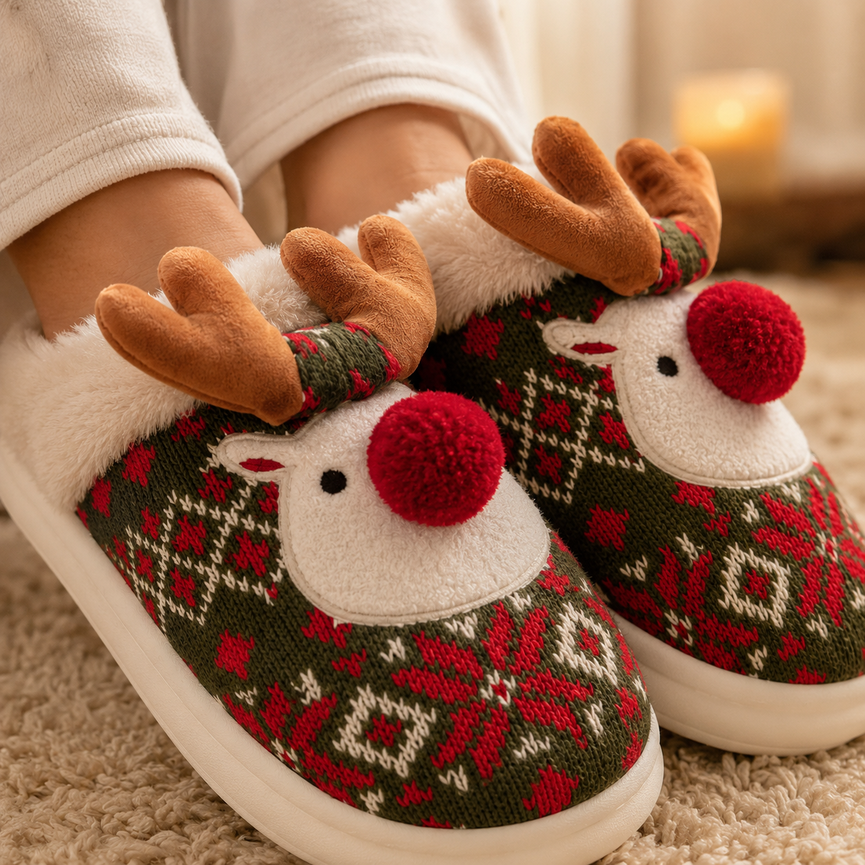 chaussons renne de Noël