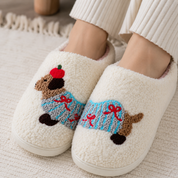chaussons teckel tout doux avec motif chien brodé