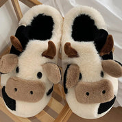 chaussons vache en peluche ultra doux