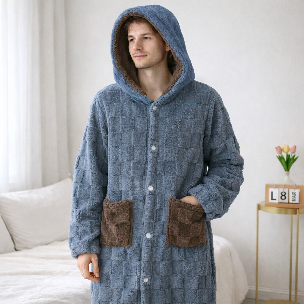 chemise de nuit pilou pilou chaude couleur bleue pour homme