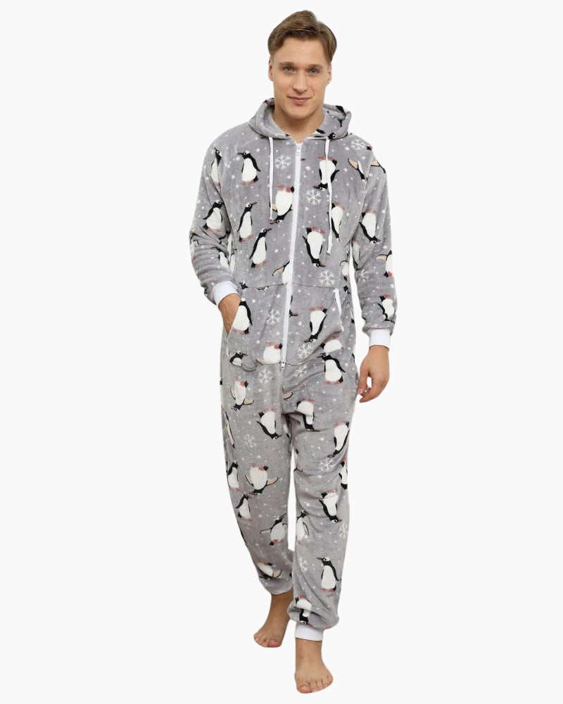 Combinaison Pyjama Homme Polaire Grenouillere Homme Combi Pyjama Onesie Tout En Un Chaud En Polaire Onesie En Peluche Comfortable Homme Polaire Rompe Jumpsuit Zippé Sleepwear Ample