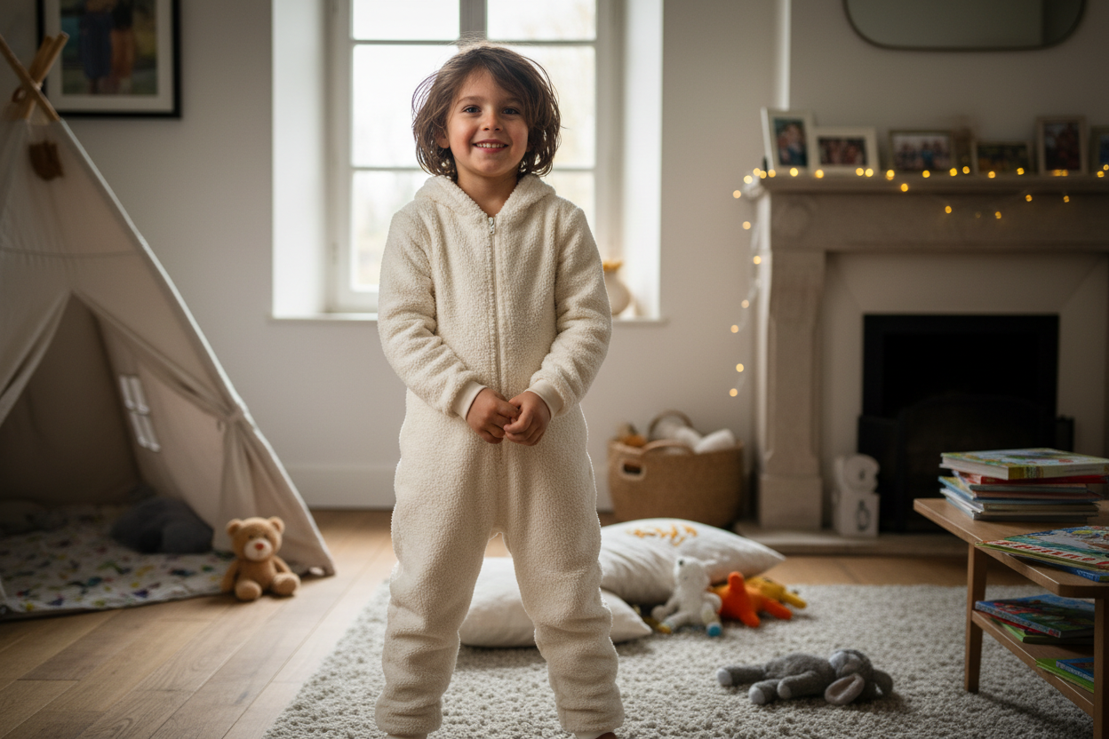 enfant dans un vêtement en pilou pilou