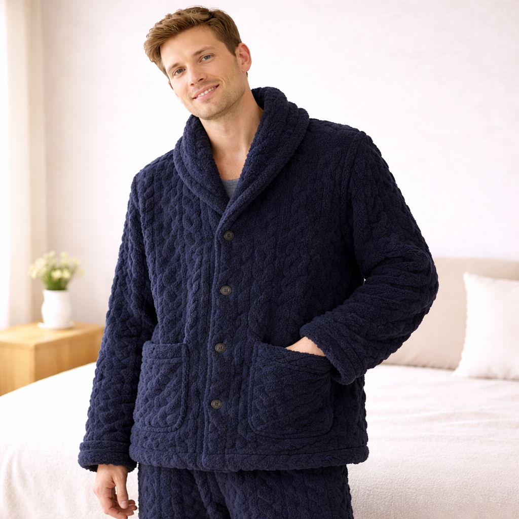 ensemble pyjama homme bleu marine flanelle