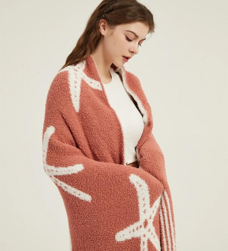 Grand plaid à motifs en matière polaire