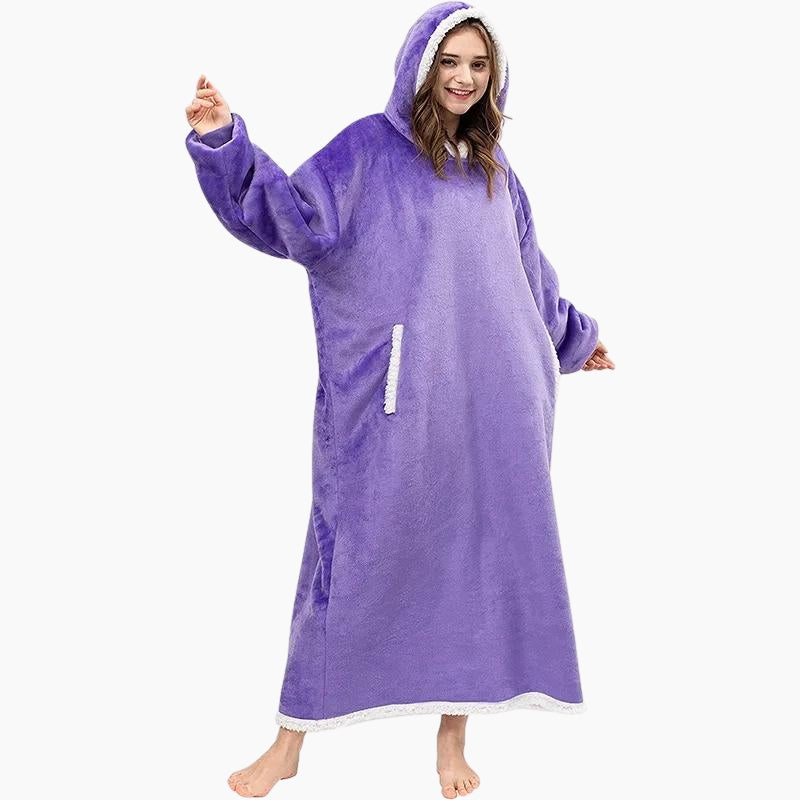 Grand pull plaid violet pelucheux