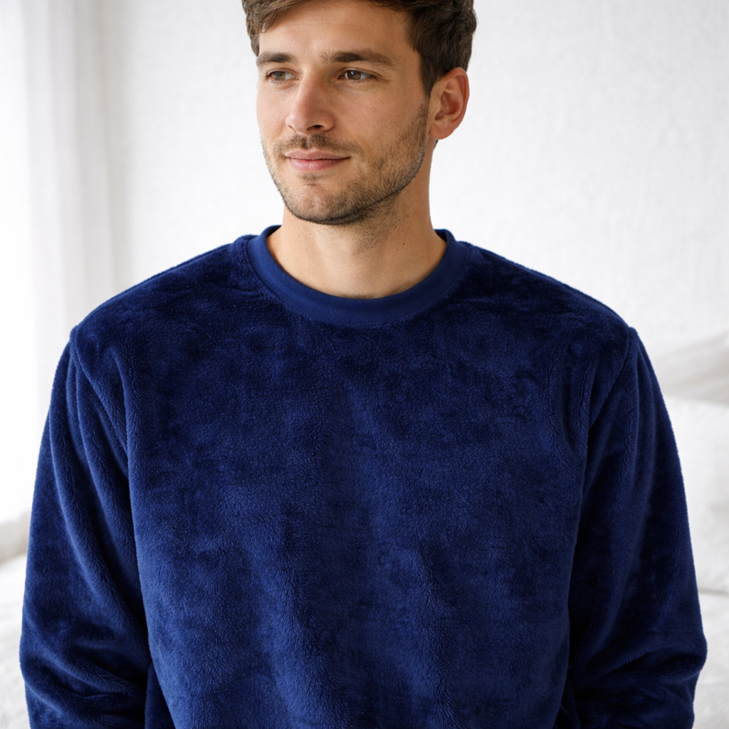 haut pyjama homme bleu marine chaud