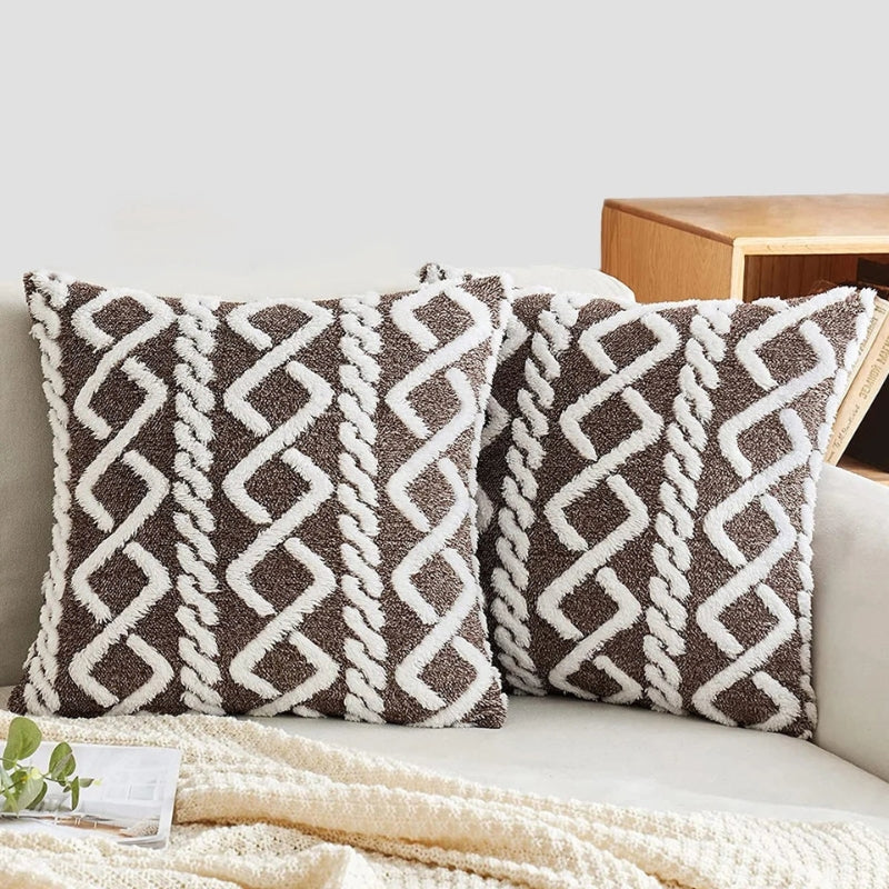 Housse de coussin croisée Pilou Pilou marron