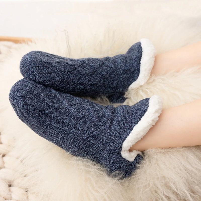 ANTSANG Lot De 6 Chaussettes Antidérapantes Pilou-Pilou Polaire – Chaussettes Pantoufles Ultra Chaudes & Douces Homme/Femme/Enfant, Idéal Cadeau Noël