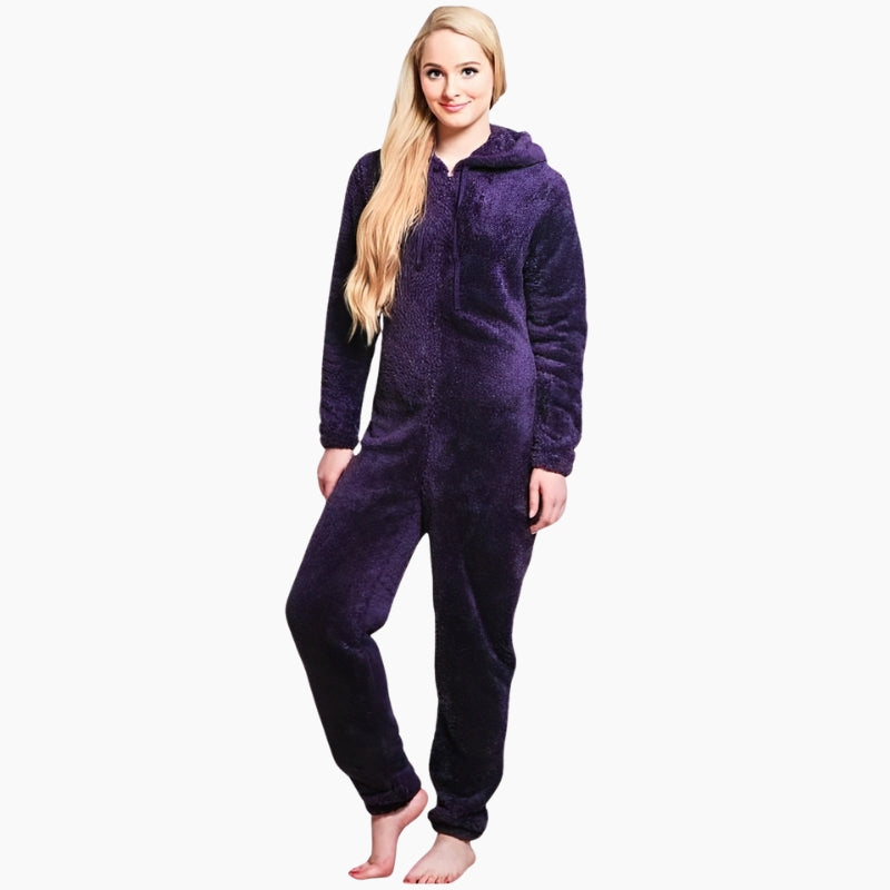 Grenouillère de couleur violette en matière Pilou Pilou