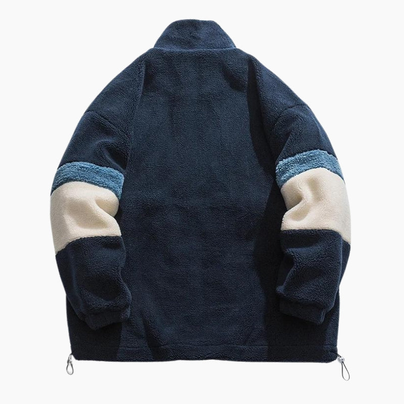 Manteau tricolore en matière Pilou Pilou duveteuse pour femme