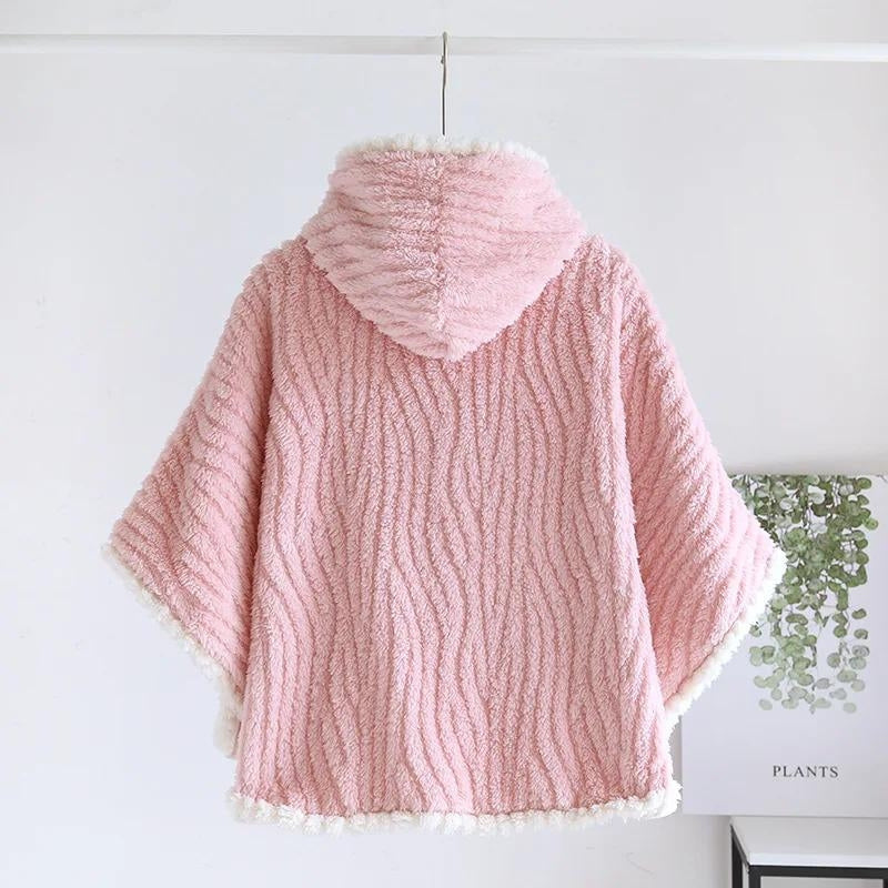 Poncho polaire pour femme style pyjama en matière Pilou Pilou