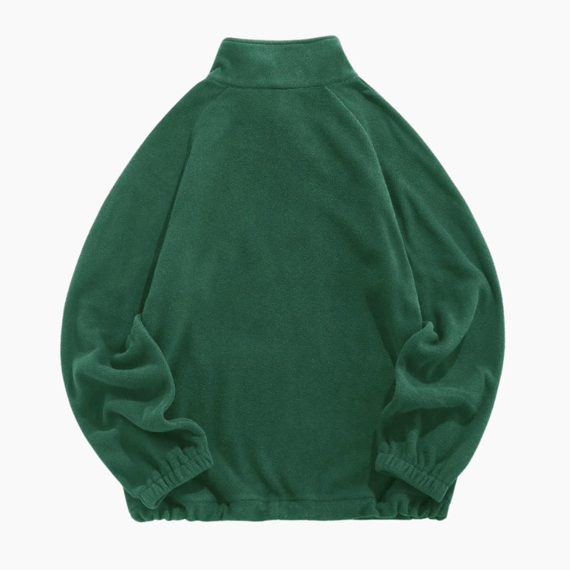 Pull de couleur verte en matière molletonnée pour femme