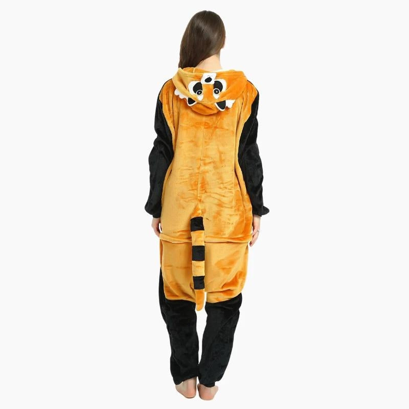 Pyjama grenouillère style panda roux pour femme en matière Pilou Pilou