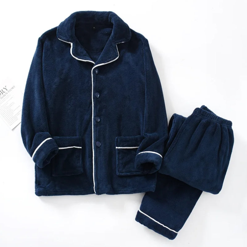 pyjama homme flanelle bleu marine chaud