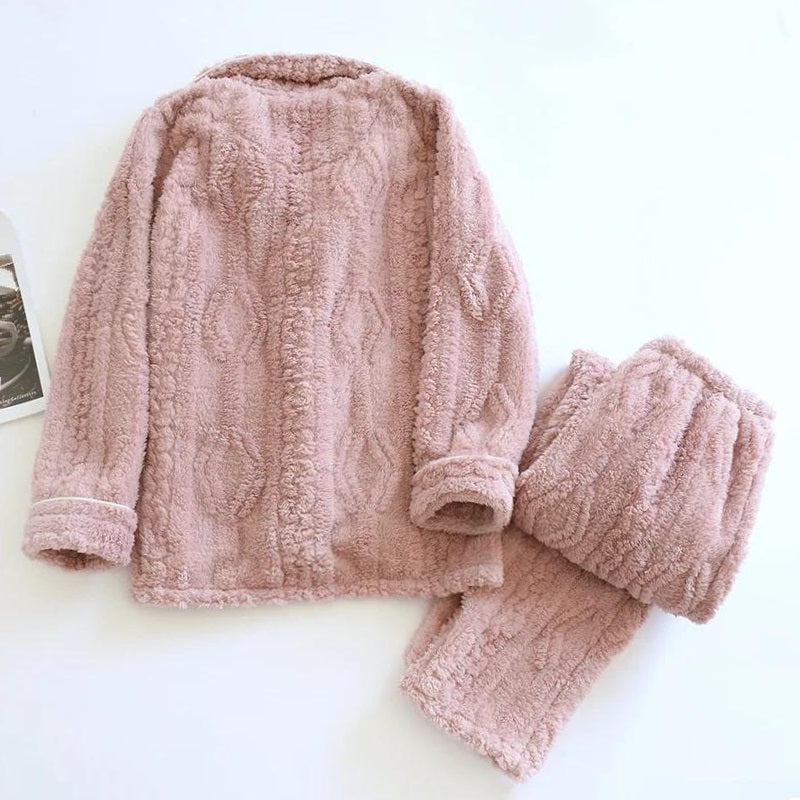 Pyjama rose en sherpa pour femme