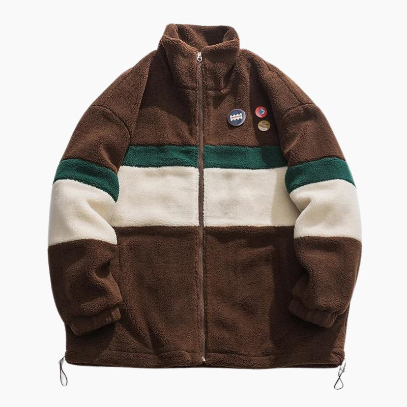 Veste marron moumoute,  veste marron moumoute femme 