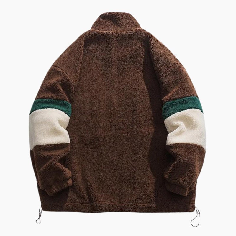 Veste marron en moumoute pour femme, veste marron avec moumoute