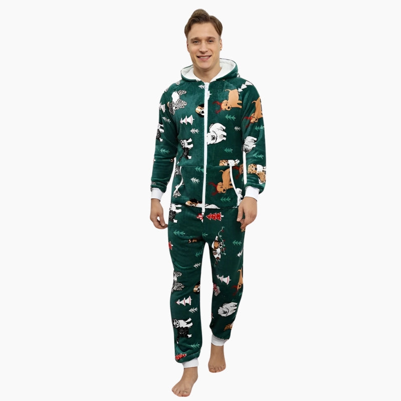 Combinaison En Peluche Pour Homme - Grenouillère Douillette Avec Fermeture Éclair - Confort Hiver